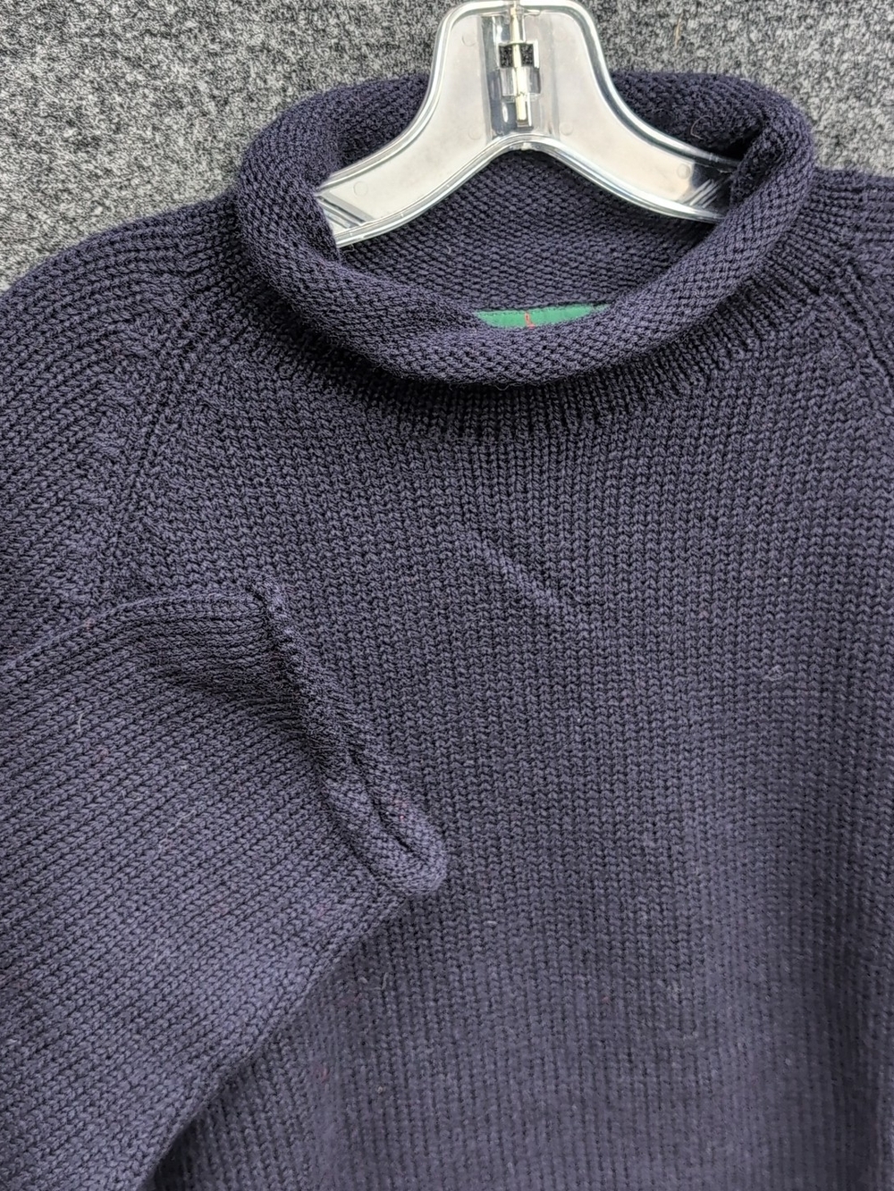 Vtg J Crew Oarsman Sweater Mens Large Blue Wool Roll Neck Knit Fisherman Heavy